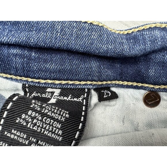 7 For All Mankind Size 29 Women Jeans The Ankle Skinny Raw Hem Stretch Dark Wash - Picture 3 of 4